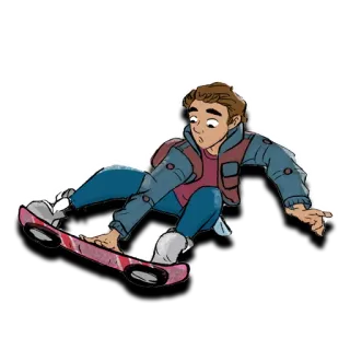🏄‍♀️ Marty McFly Back to the Future Ховерборд, Скейтборд, Марти МакФлай, Назад в будущее, Фильм, 80-е telegram sticker