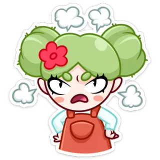 🌵 en colère, énervé, frustré, dessin animé, vapeur, contrarié, personnage telegram sticker