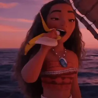 🌿 Moana Disney, Vaiana, dessin animé, film, île, bateau, fille telegram sticker