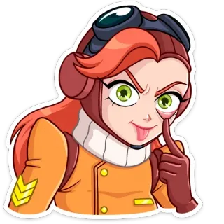 👁 การ์ตูน, นักบิน, สติกเกอร์, การบิน, ตัวละคร, ตลก, ผู้หญิง telegram sticker
