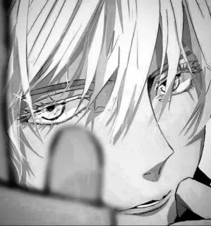 ♥ Anime, Manga, Portrait, Personnage, Noir et blanc telegram sticker