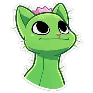 😐 cactus, cat, plant, sticker, cute, animal telegram sticker