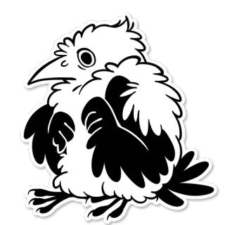 💭 새, 까마귀, 동물, 흑백, 스티커, 만화, 귀여운 telegram sticker