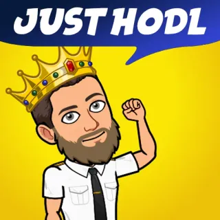 💪 JUST HODL Krypto, Hodl, König, Cartoon, Investment, Bitcoin, Meme telegram sticker