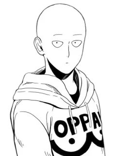😐 Saitama One-Punch Man OPPAI Аниме, Манга, Ванпанчмен, Сайтама, Герой, Лысый, Oppai whatsapp sticker