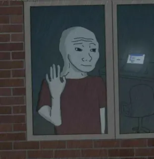 😭 Wojak Mème, Internet, Dessin animé, Triste, Salut, Saluer telegram sticker