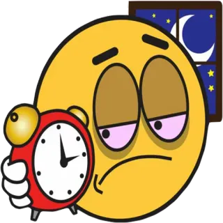 😴 絵文字, 眠い, 目覚まし時計, 疲れた, 夜, 月, 漫画 telegram sticker