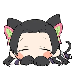 😴 Kanae Kocho Demon Slayer Kanae Kocho, Demon Slayer, anime, manga, chibi, cute, cat ears whatsapp sticker