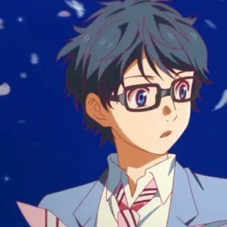 😳 Arima Kousei Your Lie in April Anime, Postać, Chłopak, Okulary, Portret, Arima Kousei, Your Lie in April telegram sticker