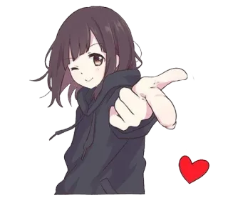 😘 Anime, Mädchen, Herz, Kawaii, Süß, Cartoon, Zwinkern whatsapp sticker