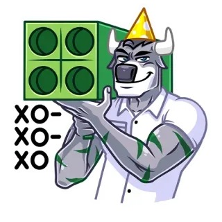 🎶 XO-XO-XO 동물, 캐릭터, 파티, 생일, 만화, 소 telegram sticker