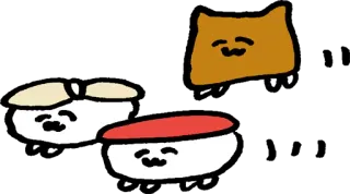 😃 sushi, gato, fofo, comida, animal, kawaii, ilustração, desenho animado whatsapp sticker