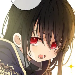 🌑 アニメの女の子, マンガの女の子, 赤い目, 黒髪 telegram sticker