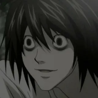 🎭 L Lawliet Death Note Anime, Death Note, L, L Lawliet, Detektyw, Manga, Postać telegram sticker