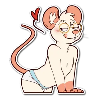 😘 rato, desenho animado, antropomórfico, personagem, roupa íntima, coração telegram sticker