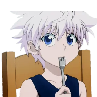 😳 Killua Killua, anime, fork, eating, boy telegram sticker