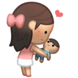 ☺️ liefde, meisje, knuffel, hart, schattig, cartoon, kind, genegenheid telegram sticker