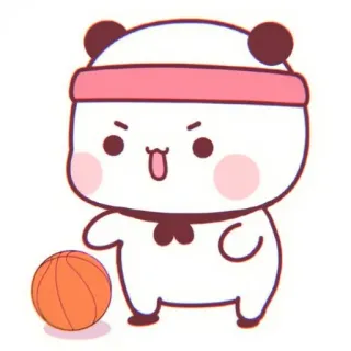🐼 Panda, Basketbal, Schattig, Cartoon, Sport, Oefening, Kawaii, Dier telegram sticker