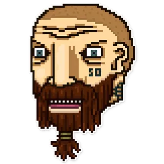 😖 Pixel art, Hombre, Barba, Tatuaje, 50 whatsapp sticker