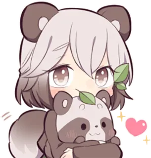 😐 panda, anime, kawaii, cute, chibi, bear telegram sticker