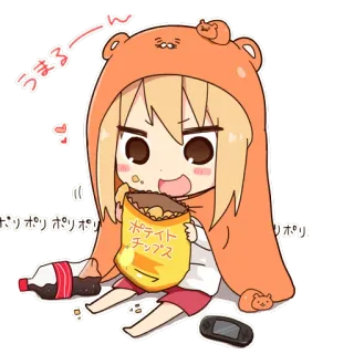 😳 Umaru Doma Himouto! Umaru-chan うまる~ umaru, anime, chibi, cute, snacks, soda telegram sticker
