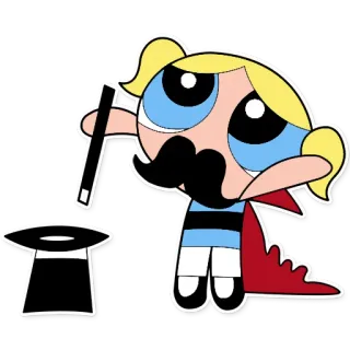 🔮 Bubbles The Powerpuff Girls cartoni animati, bolle, le Superchicche, magia, baffi, mago telegram sticker