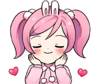 🥰 Аниме, Кавай, Милый, Розовый, Мультфильм, Зайчик, Девочка telegram sticker