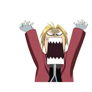 😠 Edward Elric Fullmetal Alchemist anime, manga, Fullmetal Alchemist, Edward Elric, angry, shouting telegram sticker
