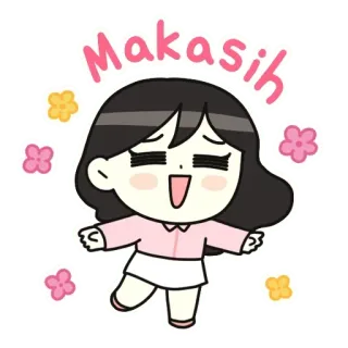 🤗 Makasih thank you, cute, cartoon, girl, flower telegram sticker