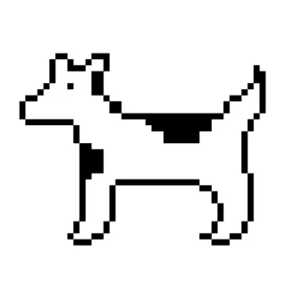 🐩 pies, pixel art, zwierzę, zwierzę domowe, czarno-białe telegram sticker