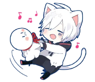 🎶 anime, chibi, cat, cute, music, kawaii whatsapp sticker