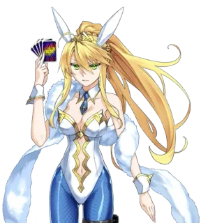 👑 อนิเมะ, บันนี่เกิร์ล, ผมสีบลอนด์, ไพ่, ที่คาดผมหูกระต่าย telegram sticker