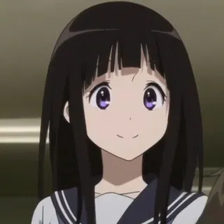 🌻 Chitanda Eru Hyouka 애니메이션, 여자, 귀여운, 교복, 빙과 telegram sticker