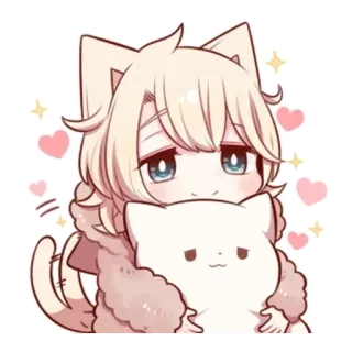 🌟 Anime, Kucing, Kawaii, Stiker, Kartun, Lucu, Hati, Chibi telegram sticker