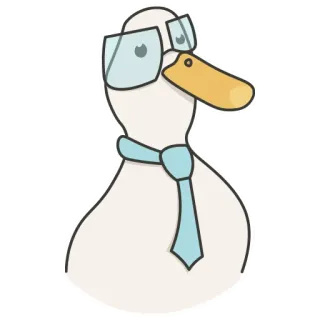 🤓 pato, gafas, corbata, pájaro, dibujo animado, animal whatsapp sticker