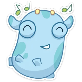 🎶 carino, mostro, cartone animato, personaggio, musica, felice telegram sticker
