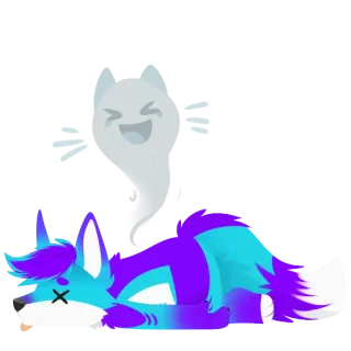 😂 Dibujo animado, Muerto, Fantasma, Zorro, Animal, Triste telegram sticker