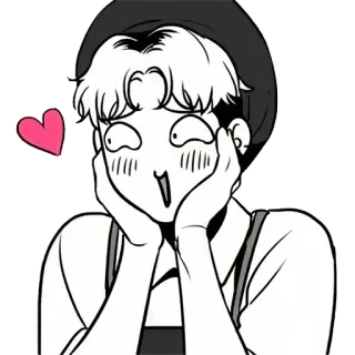 😍 Персонаж, Любовь, Сердце, Милый, Черно-белый telegram sticker