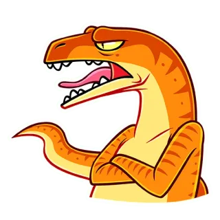 🙅‍♂ dinosaurio, raptor, dibujo animado, animal, gracioso, naranja, sarcástico telegram sticker