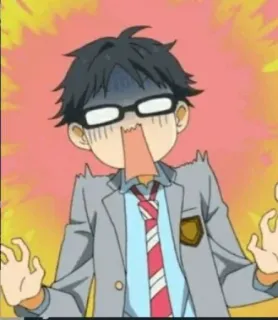😱 anime, character, glasses, shocked, exaggerated expression, school uniform telegram sticker