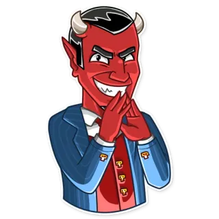 😈 Devil diabo, vermelho, chifres, fato, desenho animado, mal, vilão, sinistro telegram sticker