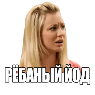 😱 РЁБАНЫЙ ЙОД russisch, fluchen, obszön, Kaley Cuoco, sticker telegram sticker