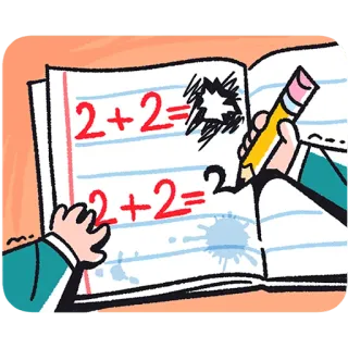 ✏️ 2+2= matemática, adição, escola, caderno, lápis, educação telegram sticker