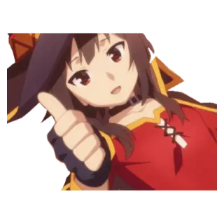 💟 Megumin Konosuba Anime, Konosuba, Megumin, Sticker, Pouce levé, Personnage whatsapp sticker