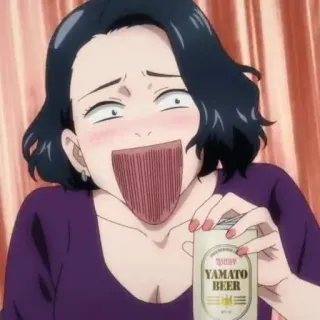 ➿ YAMATO BEER bière, alcool, femme, animé telegram sticker