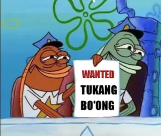 👮‍♂ WANTED TUKANG BO'ONG spongebob, dicari, kartun, ikan, polisi whatsapp sticker