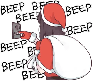 🎅 BEEP BEEP BEEP BEEP BEEP BEEP BEEP BEEP BEEP BEEP anime girl, santa, christmas, ringing doorbell, beeping, holiday telegram sticker