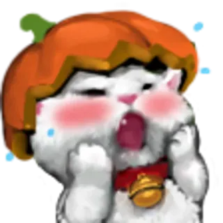 😳 gato, calabaza, lindo, dibujos animados, kawaii, animal, mascota telegram sticker