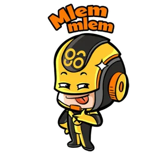 😝 Mlem mlem Cartoon, Figur, Maskottchen, Helm, Zunge telegram sticker