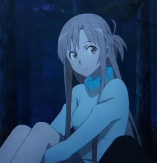 🍂 Asuna Yuuki Sword Art Online Anime, Gadis, Kartun, Karakter, Duduk whatsapp sticker